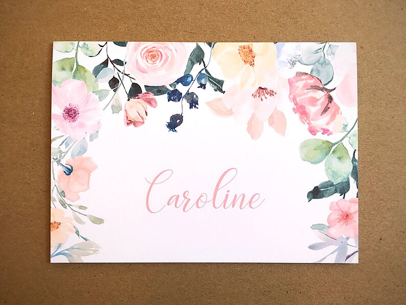 Watercolor Floral Personalized Stationery Set / Personal Stationery / Thank You Cards, 10-Count image 3