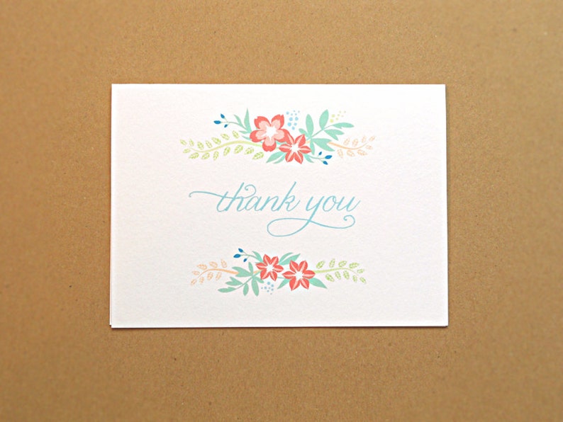 Bridal Shower Thank You Cards, Wedding Thank You Cards, Elegant Wildflowers, Set of 10 image 2