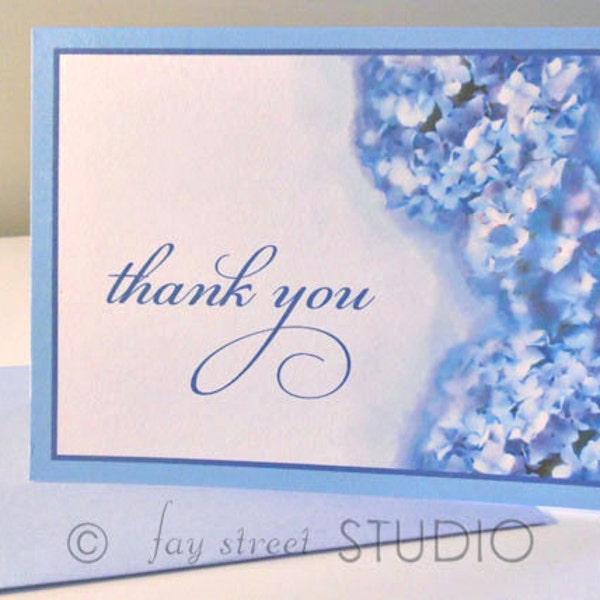 Wedding Thank You Cards, Hydrangea Thank You Cards, Bridal Shower Thank You Cards, Set of 10