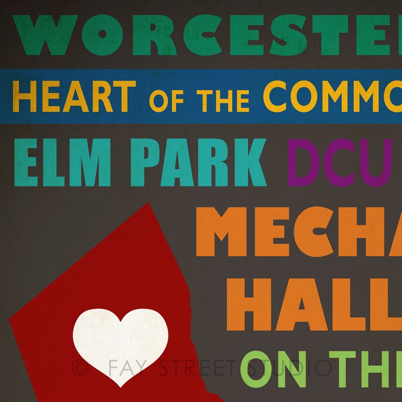 Worcester Massachusetts Art Print, 8x10 Art Print image 2