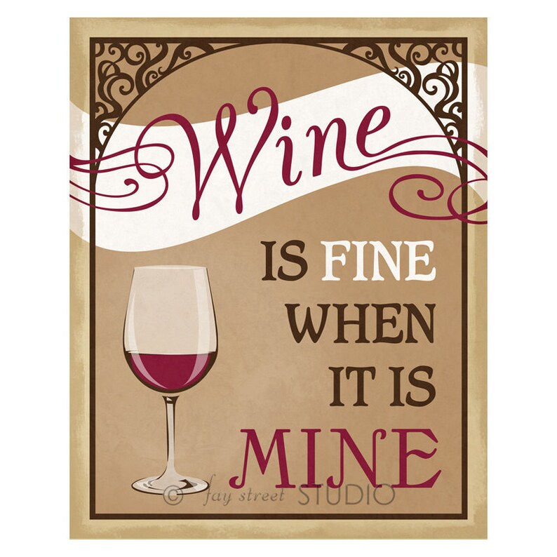 Wine Art Print, 8x10 Etsy
