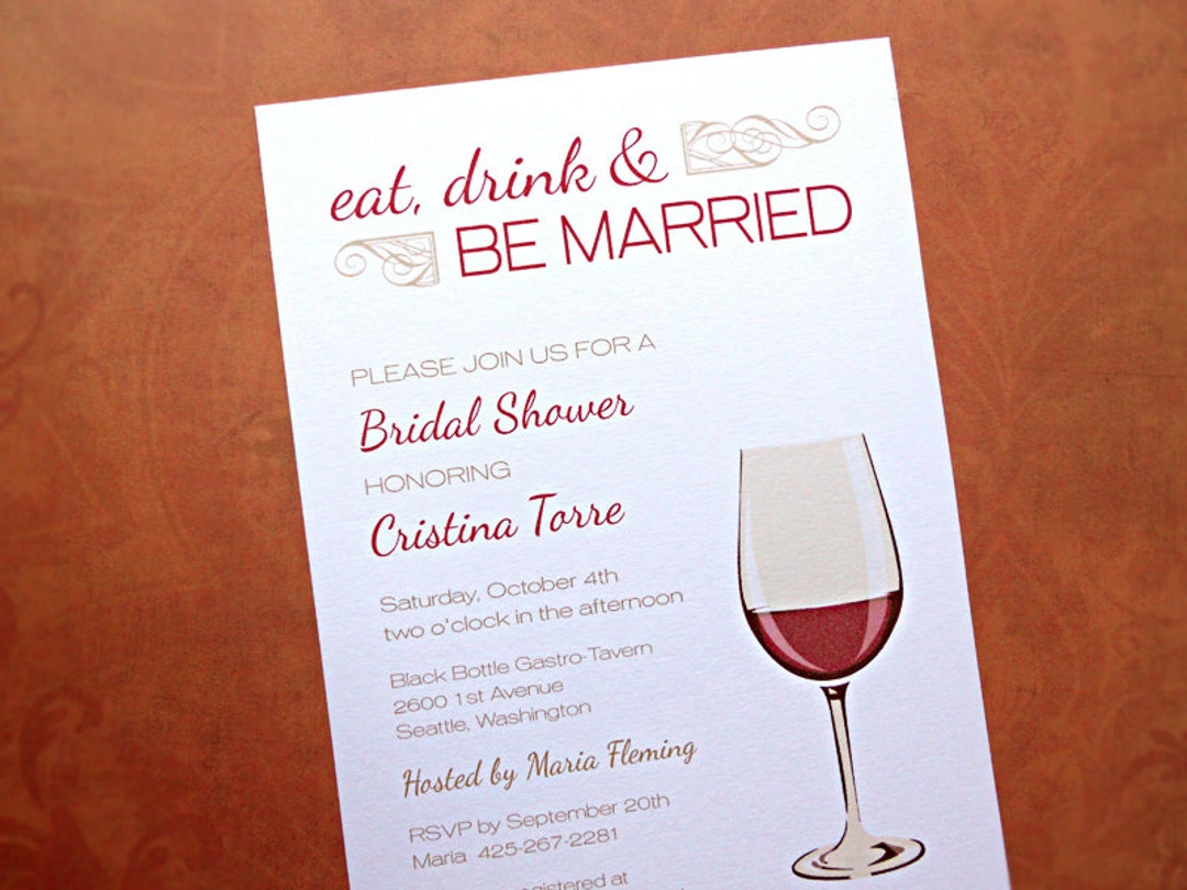 Eat Drink and Be Married Bridal Shower Invitations, Wedding Shower