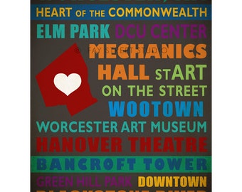 Worcester Massachusetts Art Print, 8x10 Art Print