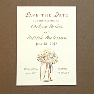 Save the Date Wedding Card, Mason Jar with Hydrangeas, 10-Count image 3