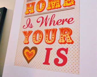 Home Is Where Your Heart Is Art Print 8x10, Matted to 11x14