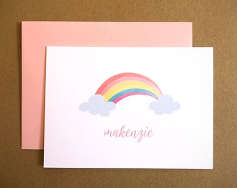 Rainbow Personalized Stationery Set / Kids' Personal Stationery / Thank You Cards, 10-Count