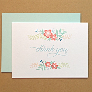 Bridal Shower Thank You Cards, Wedding Thank You Cards, Elegant Wildflowers, Set of 10 image 1