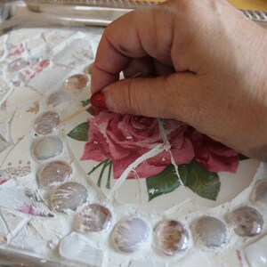 Custom Victorian Rose Mosaic Tray image 5