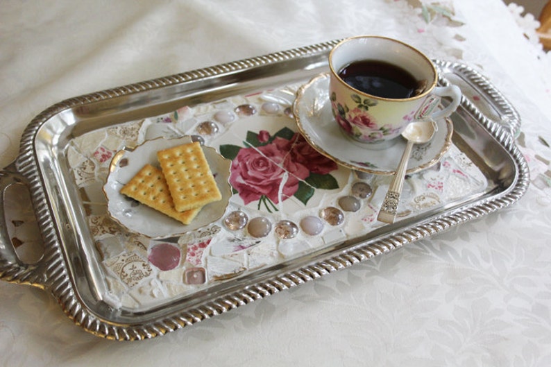 Custom Victorian Rose Mosaic Tray image 2