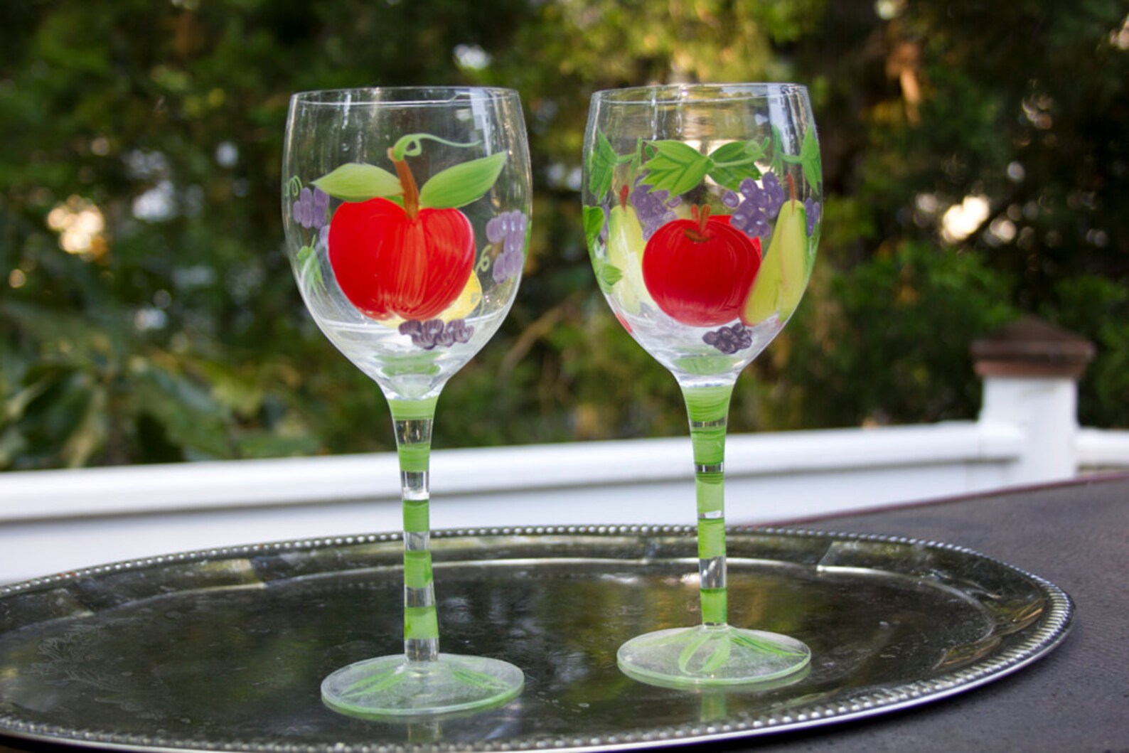 HandPainted Fruit Wine Glass Etsy