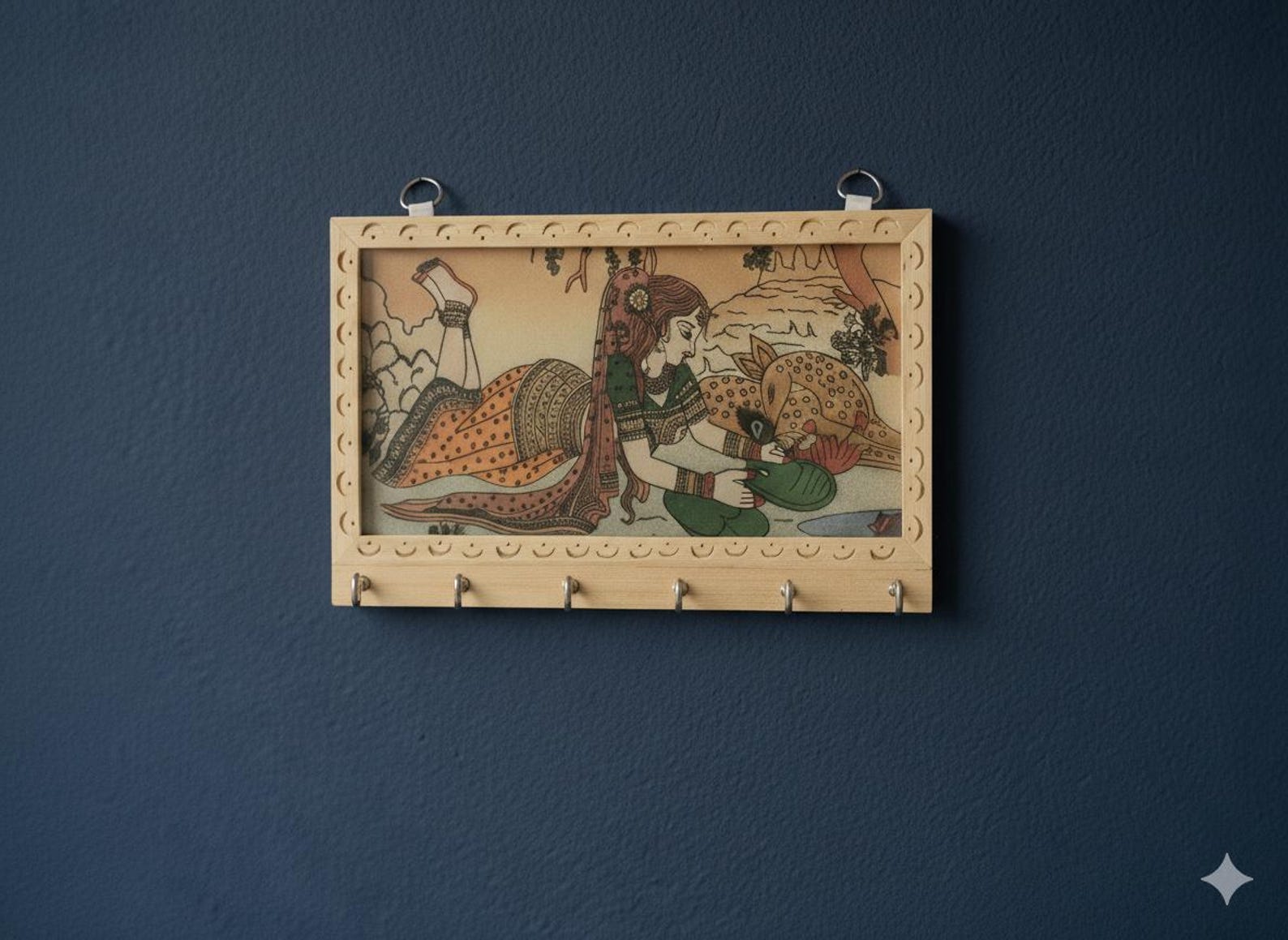 Indian Art Key Hanger, Bohemian Wooden Wall Decor With Hooks - Etsy