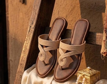Boho touwgeweven stringsandalen, natuurlijk gevlochten koord zomerstrandschoenen
