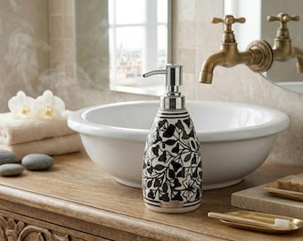 Dispenser di sapone moderno con 3 campanelli / Set da bagno in ceramica