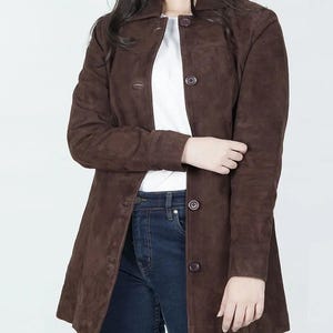 Handmade Brown Faux Suede Coat: Vintage Style Boho Outerwear