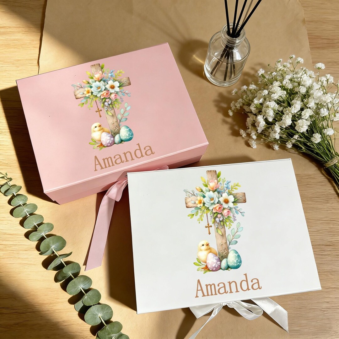 Personalized Egg Cross Gift Box, Custom Easter Empty Magnetic Gifts ...