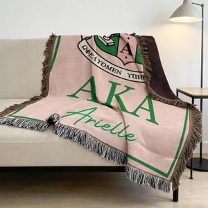 Gepersonaliseerde Alpha Kappa Alpha geweven deken, aangepaste naam dekens Sorority Probate Present