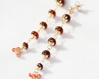 Garnet Gold Filled Dangle Earrings by Agusha.  E74/22