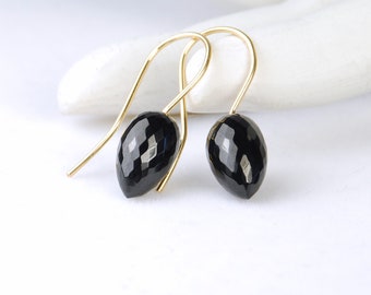 Spinel Gold Filled  Drop Earrings. Black Gem Formal Dangle