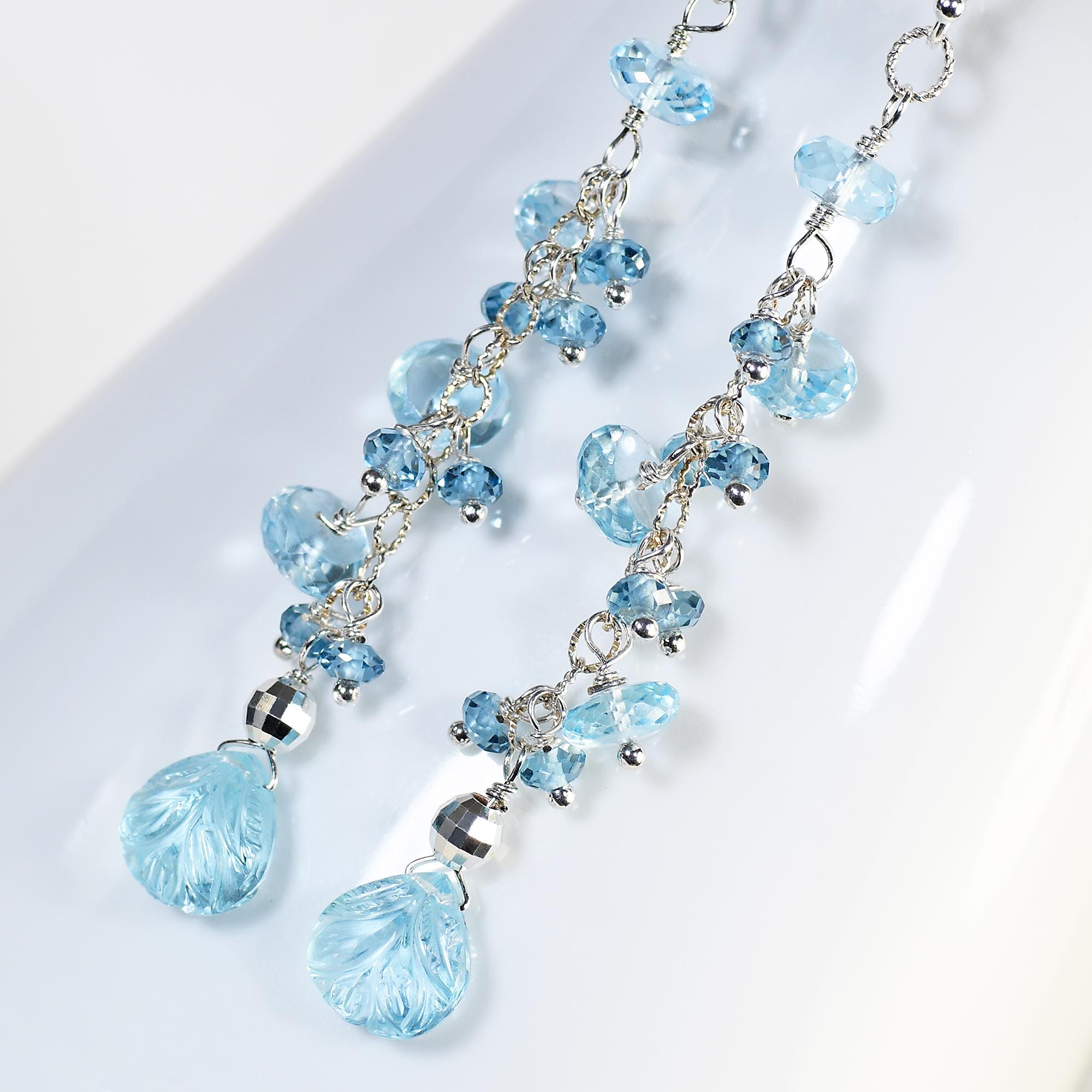 Blue Topaz Sterling Silver Topaz Cluster Blue