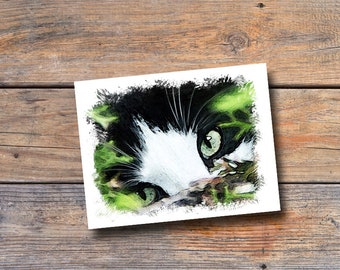 Tuxedo Cat Photo Art Note Card