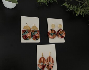 Pendientes de arcilla polimérica / Coleção Flores