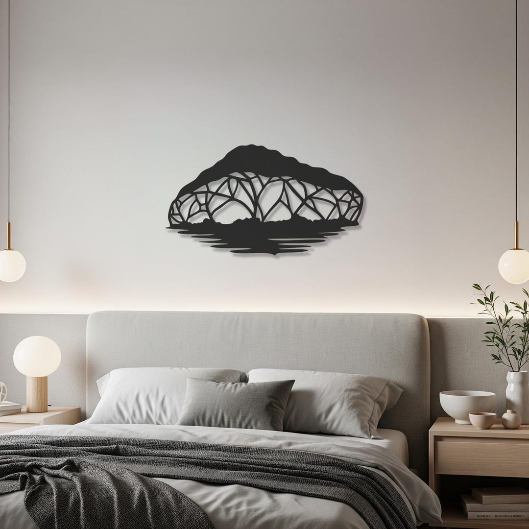 Abstract Mountain Metal Wall Art, Geometric Nature Wall Sculpture ...