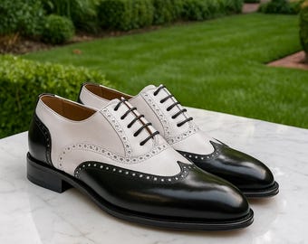 Genuine Leather Handmade Oxford Shoes For Men's | Wingtip Brogue Dress Shoes
