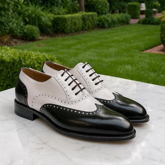 Genuine Leather Handmade Oxford Shoes For Men's | Wingtip Brogue Dress Shoes