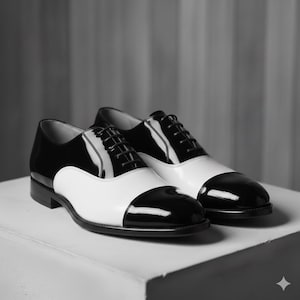 black and white dress shoes for sale Amazon.com | HuitJours Men Black White Oxford Gatsby Lace up Dress Shoes Wingtip Colors Brogues Spectator Two Tone Shoes (A-Black White,6.5)