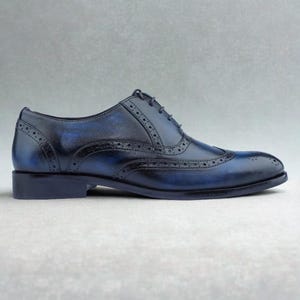 Zapatos Oxford de piel auténtica hechos a mano para hombre