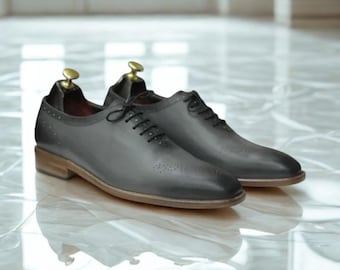 Handmade Black Leather Oxford Shoes: Italian Dress Shoes