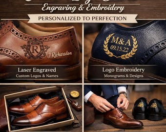 Zapatos de vestir de cuero a medida – Zapatos Oxford Brogue personalizados con grabado para bodas