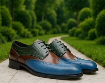 Genuine Leather Handcrafted Shoes For Mens – Blue, Brown, Green Unique Formal Footwear