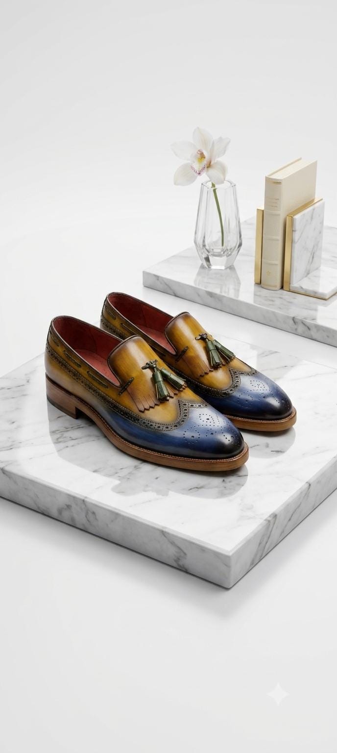 Brown and Blue Wingtip Dress Shoes - Etsy