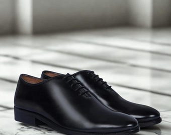 Handgemaakte zwarte leren schoenen voor heren | Luxe geklede schoenen in Italiaanse stijl