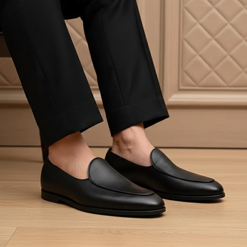 Handgemaakte lederen loaferschoenen voor heren afbeelding 3