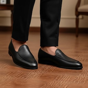 Handgemaakte lederen loaferschoenen voor heren afbeelding 4