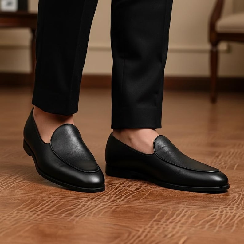 Handgemaakte lederen loaferschoenen voor heren afbeelding 4