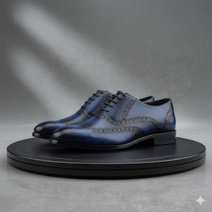 Handmade Leather Brogue Oxford Shoes for Men | Wingtip Formal Dress Shoes | Luxury Footwear image 1