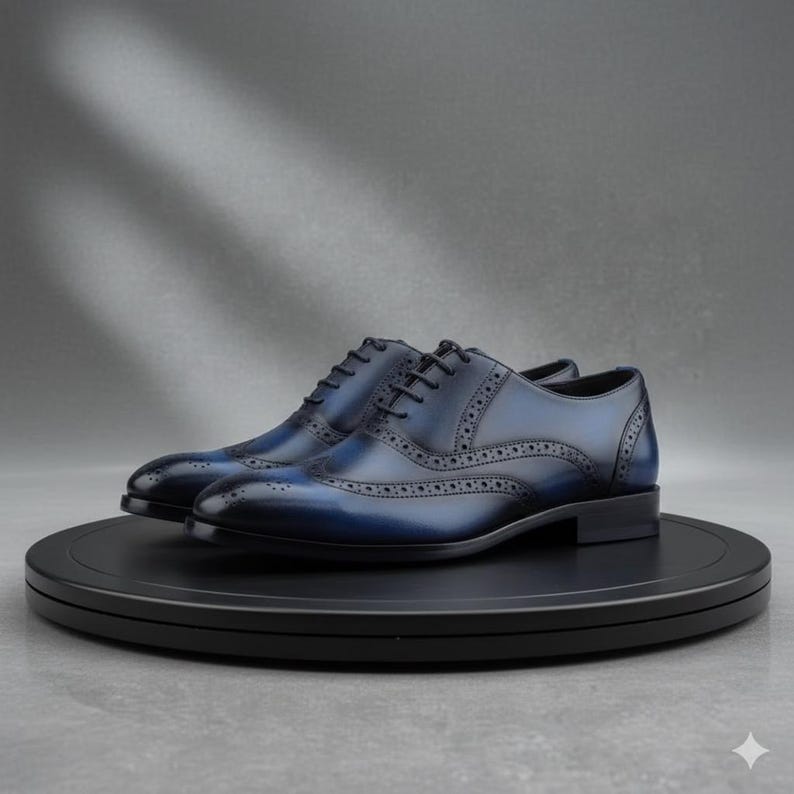 Handmade Leather Brogue Oxford Shoes for Men | Wingtip Formal Dress Shoes | Luxury Footwear image 1