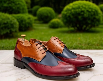 Handgefertigte Flügelspitze aus Leder Oxford Brogues: