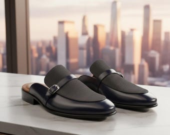 Handmade Suede Leather Mules - Men's Backless Loafers, Italian Style