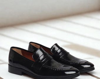 Handmade Black Leather Loafers: Men's Italian Dress Shoes
