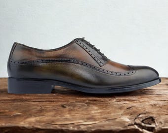 Ivan Troy Eric Brown Oxford Mens Dress Shoes - Etsy display picture 1