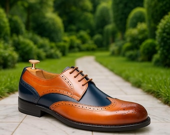 Handgjorda Oxford Brogues i läder för herrar: Wingtip-finskor
