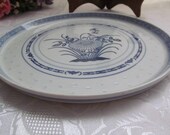Asian Porcelain Rice Grain Floral Serving Tray, Platter