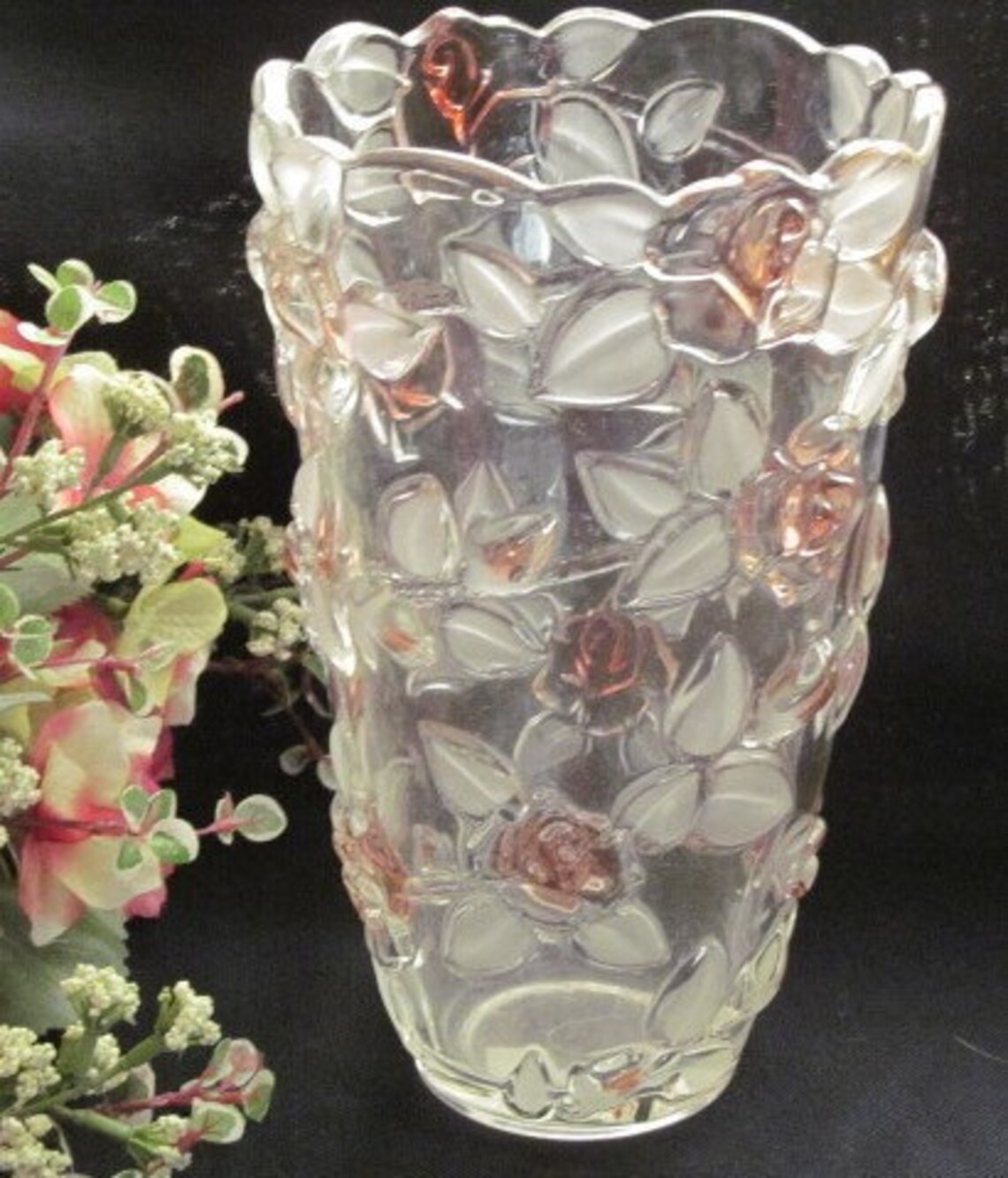 Mikasa Glass Vase Bella Rose Pink Floral Etsy