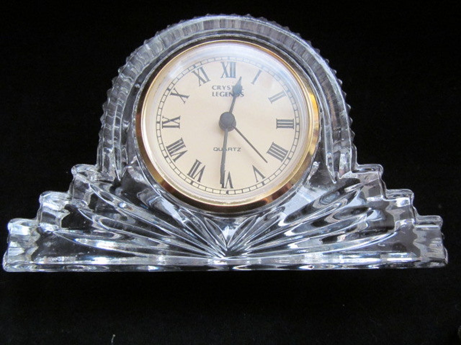 Godinger Lead Crystal Quartz Desk Clock Crystal Legends Etsy