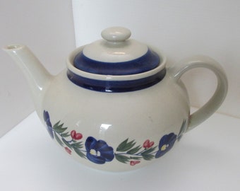 Design Pac Blue Light Gray Floral Teapot Ceramic, Classic Teapot