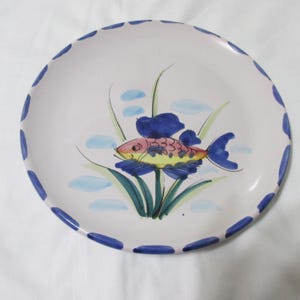 Vintage Italian Pottery Round FISH Wall Plate Made in Italy for Vietri bild 3